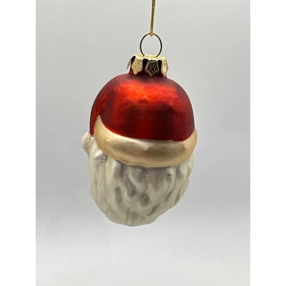 Vintage Mercury Blown Glass Santa Claus Head Christmas Ornament Glitter Tree